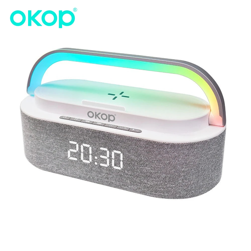 Bluetooth Speakers,6 in 1 Multi-Function,Alarm Clock, Wireless Charger RGB Night Light , Audio,Portable Speaker,White Noise
