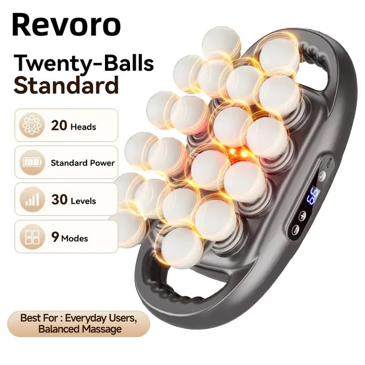 Revoro 20-Head Massage Gun with 30 Intensity Levels & 9 Modes
