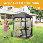 Modern-Style Portable Extra-Large Wire Mesh Cat Litter Box Enclosure — Spacious Three-Tier Design
