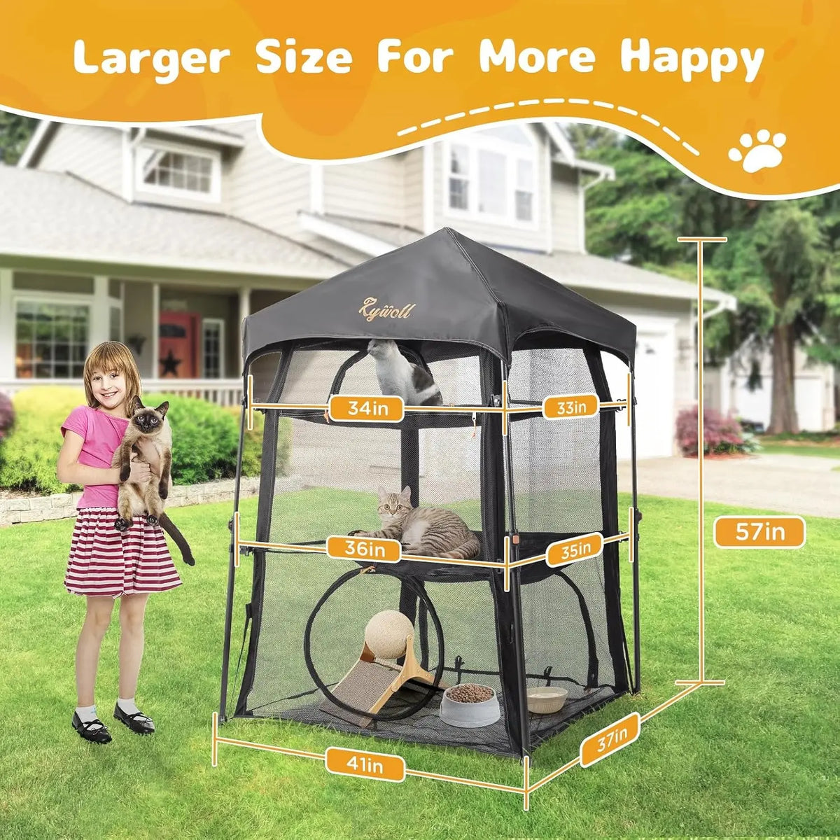 Modern-Style Portable Extra-Large Wire Mesh Cat Litter Box Enclosure — Spacious Three-Tier Design