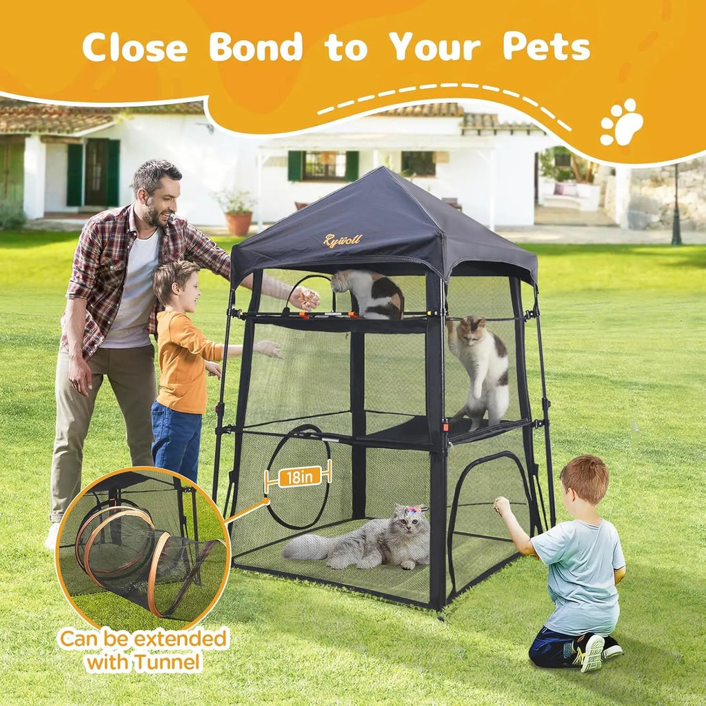 Modern-Style Portable Extra-Large Wire Mesh Cat Litter Box Enclosure — Spacious Three-Tier Design