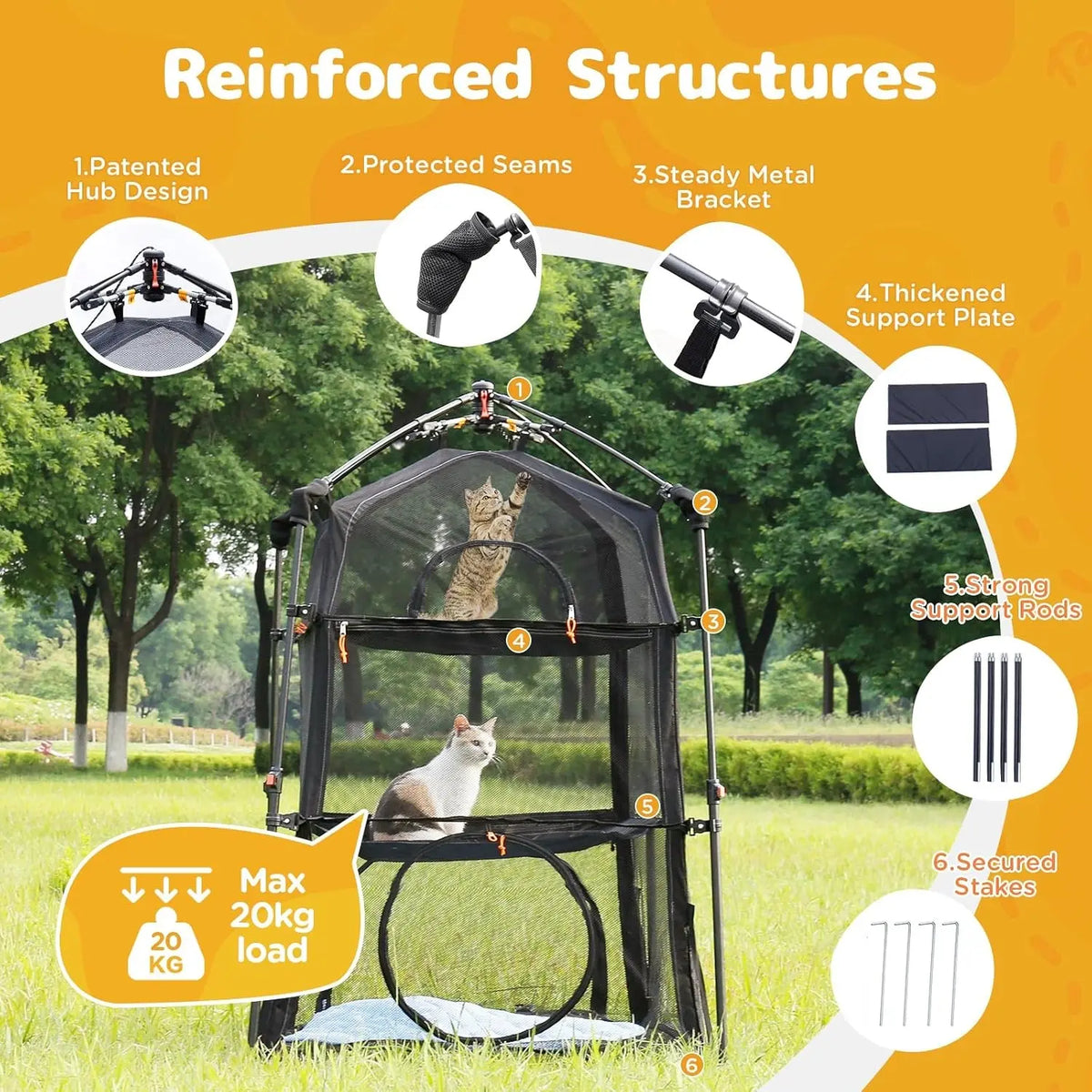 Modern-Style Portable Extra-Large Wire Mesh Cat Litter Box Enclosure — Spacious Three-Tier Design