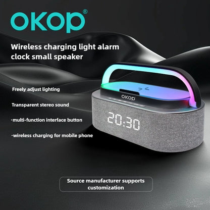 Bluetooth Speakers,6 in 1 Multi-Function,Alarm Clock, Wireless Charger RGB Night Light , Audio,Portable Speaker,White Noise