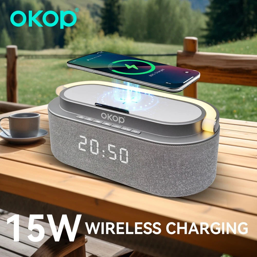 Bluetooth Speakers,6 in 1 Multi-Function,Alarm Clock, Wireless Charger RGB Night Light , Audio,Portable Speaker,White Noise