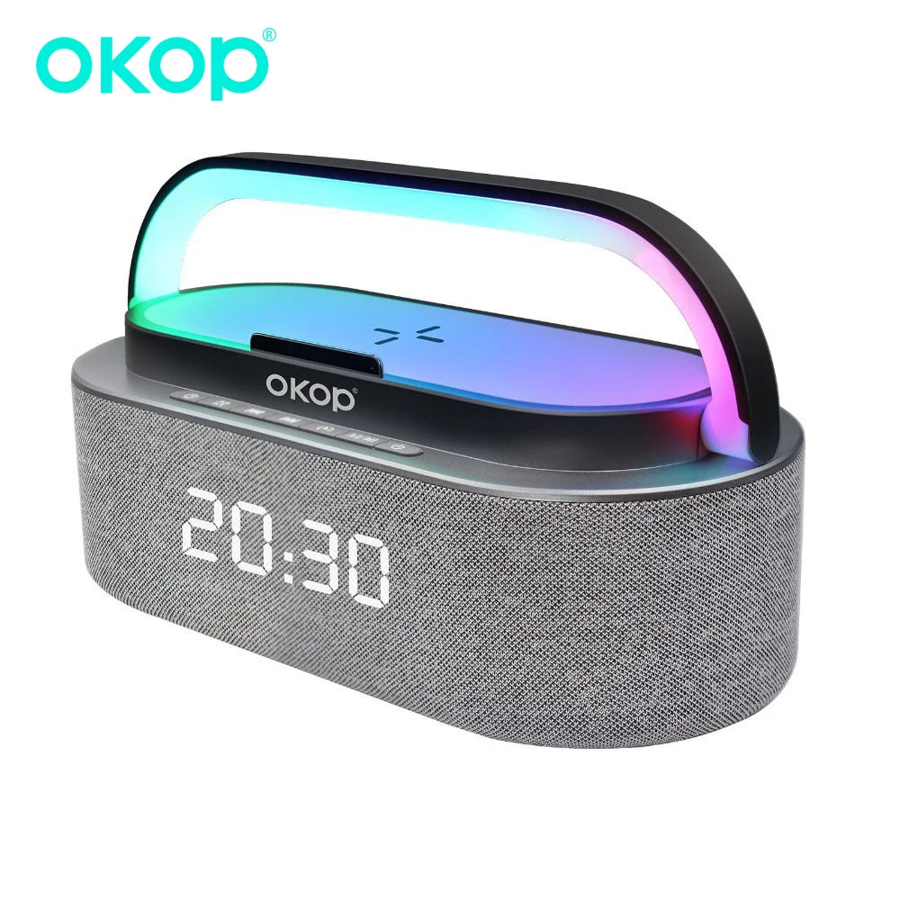 Bluetooth Speakers,6 in 1 Multi-Function,Alarm Clock, Wireless Charger RGB Night Light , Audio,Portable Speaker,White Noise