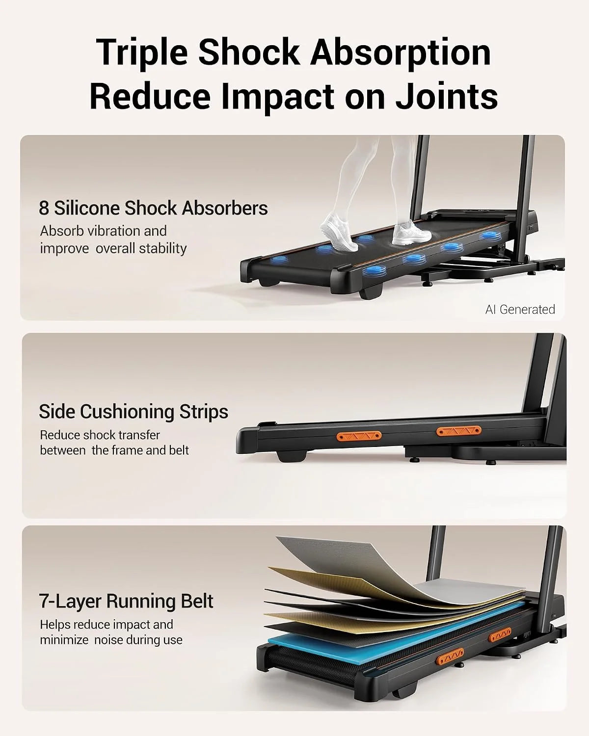 Walking treadmill featuring 40% incline adjustment and raised dual handrails