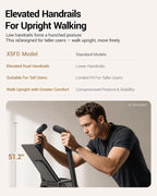 Walking treadmill featuring 40% incline adjustment and raised dual handrails