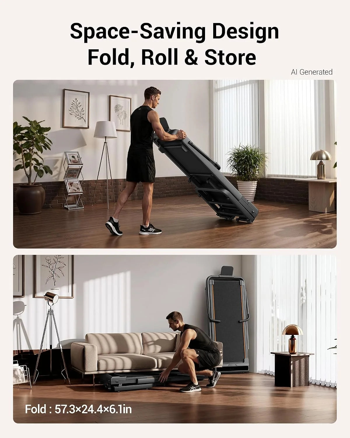 Walking treadmill featuring 40% incline adjustment and raised dual handrails