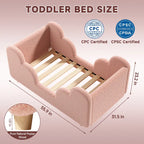 Toddler bed frame with removable safety guardrails; mattress not included