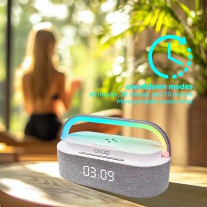 Bluetooth Speakers,6 in 1 Multi-Function,Alarm Clock, Wireless Charger RGB Night Light , Audio,Portable Speaker,White Noise