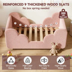 Toddler bed frame with removable safety guardrails; mattress not included