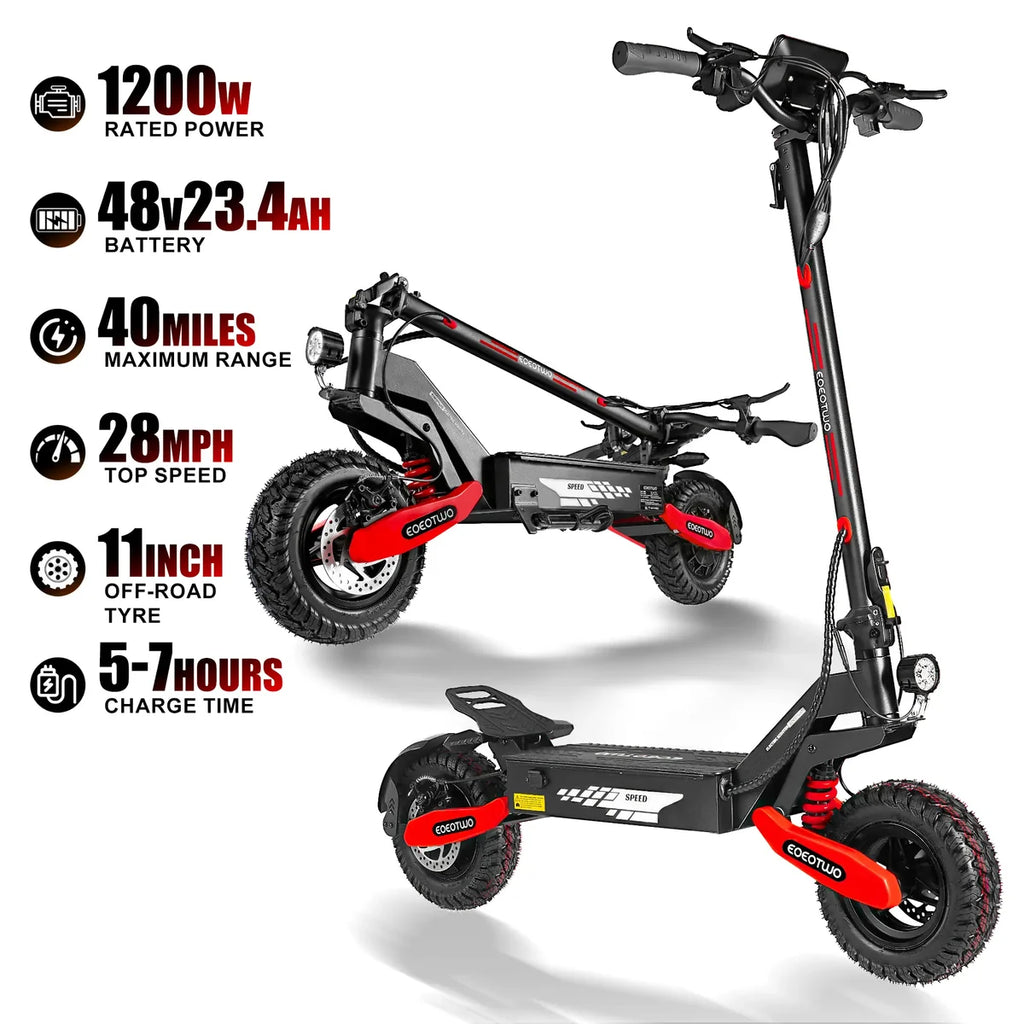 1200W Long-Range Electric Scooter for Adults – 40-Mile Range, 28 MPH Top Speed, 330 lb Weight Capacity