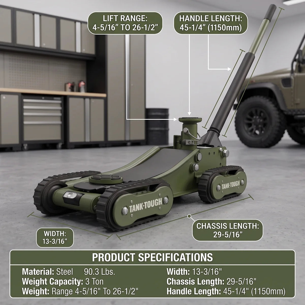 Tank Tough 3 Ton Floor Jack - TT2023-1
