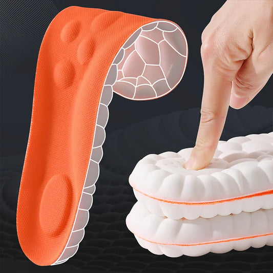 1/2/4Pairs Latex Sport Insoles Soft High Elasticity Shoe Pads Orthotic Breathable Shock Absorption Cushion Arch Support Insole