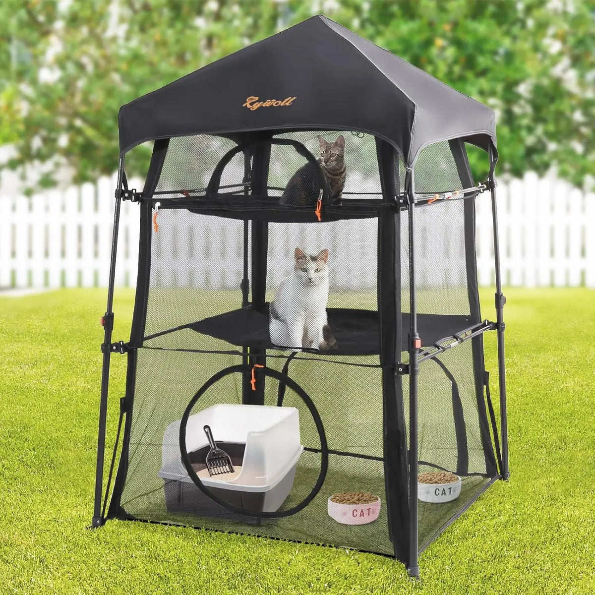 Modern-Style Portable Extra-Large Wire Mesh Cat Litter Box Enclosure — Spacious Three-Tier Design