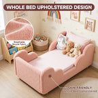 Toddler bed frame with removable safety guardrails; mattress not included