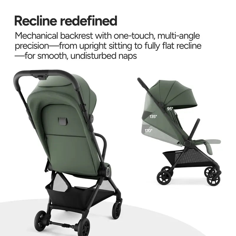 11.5 lbs Lightweight Travel Stroller | One-Second Auto Fold | Airplane Carry-On Compatible | Full Recline